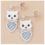 Cat & Heart Birth Month Sterling Earrings - Aaria Tees Aaria Tees