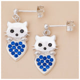 Cat & Heart Birth Month Sterling Earrings - Aaria Tees Aaria Tees