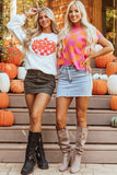 White Terry Halloween Pumpkin Patched Pattern Pullover Sweatshirt - Aaria Tees Aaria Tees