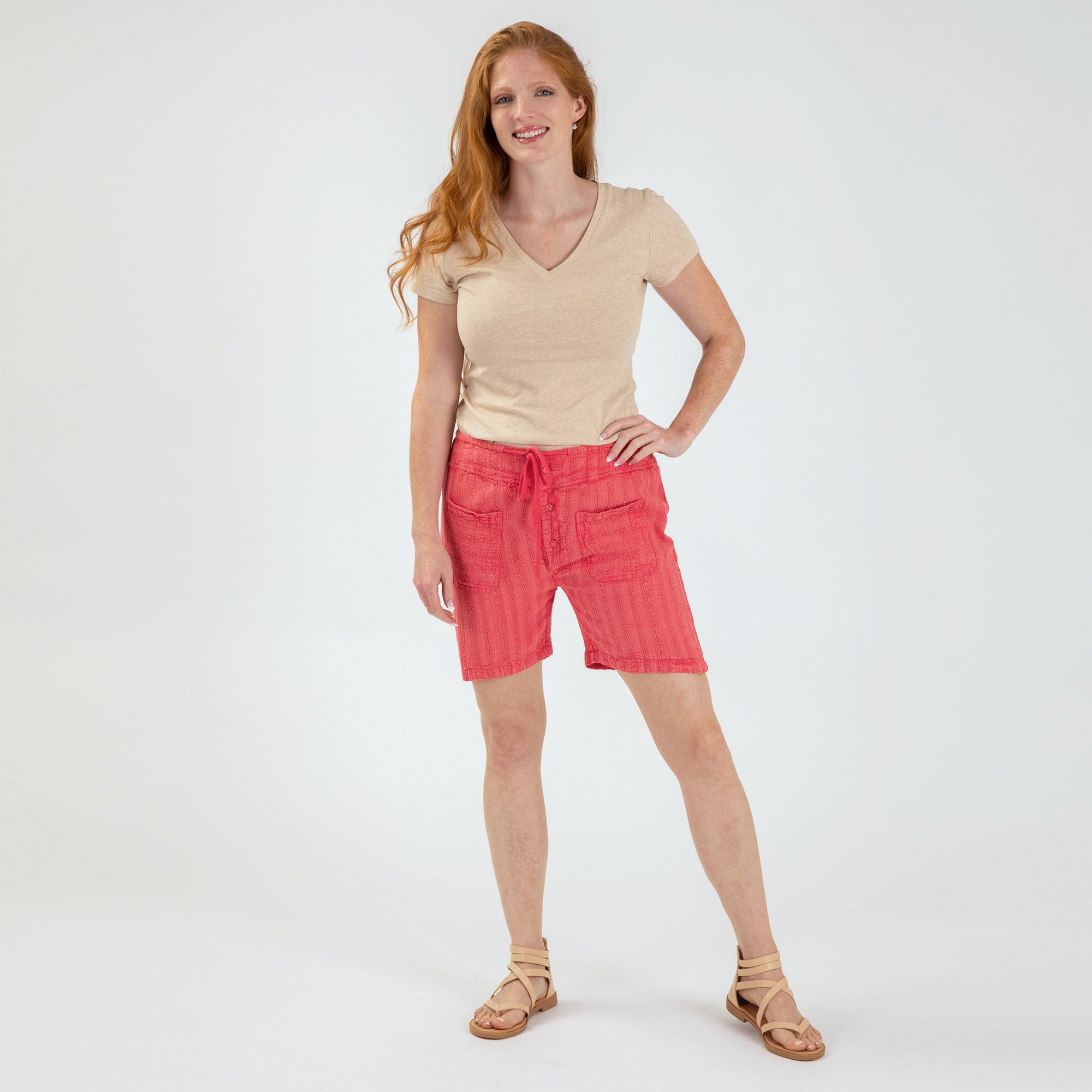 Eyelet Embroidered Relaxed Shorts - Aaria Tees Aaria Tees