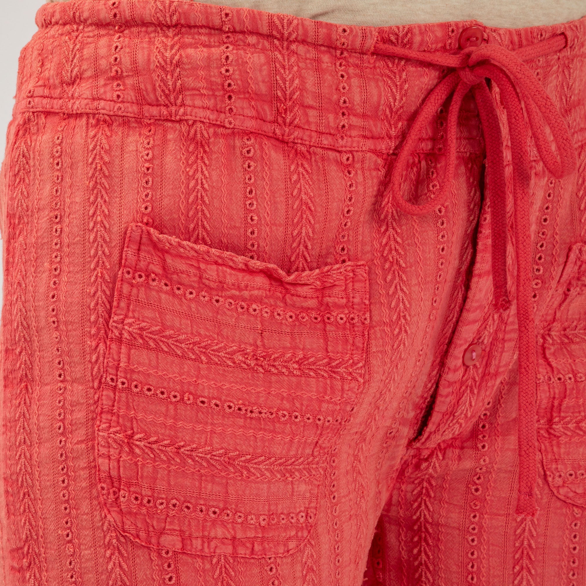 Eyelet Embroidered Relaxed Shorts - Aaria Tees Aaria Tees