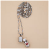 Stainless Steel Medical Alert Pill Container Necklace - Aaria Tees Aaria Tees