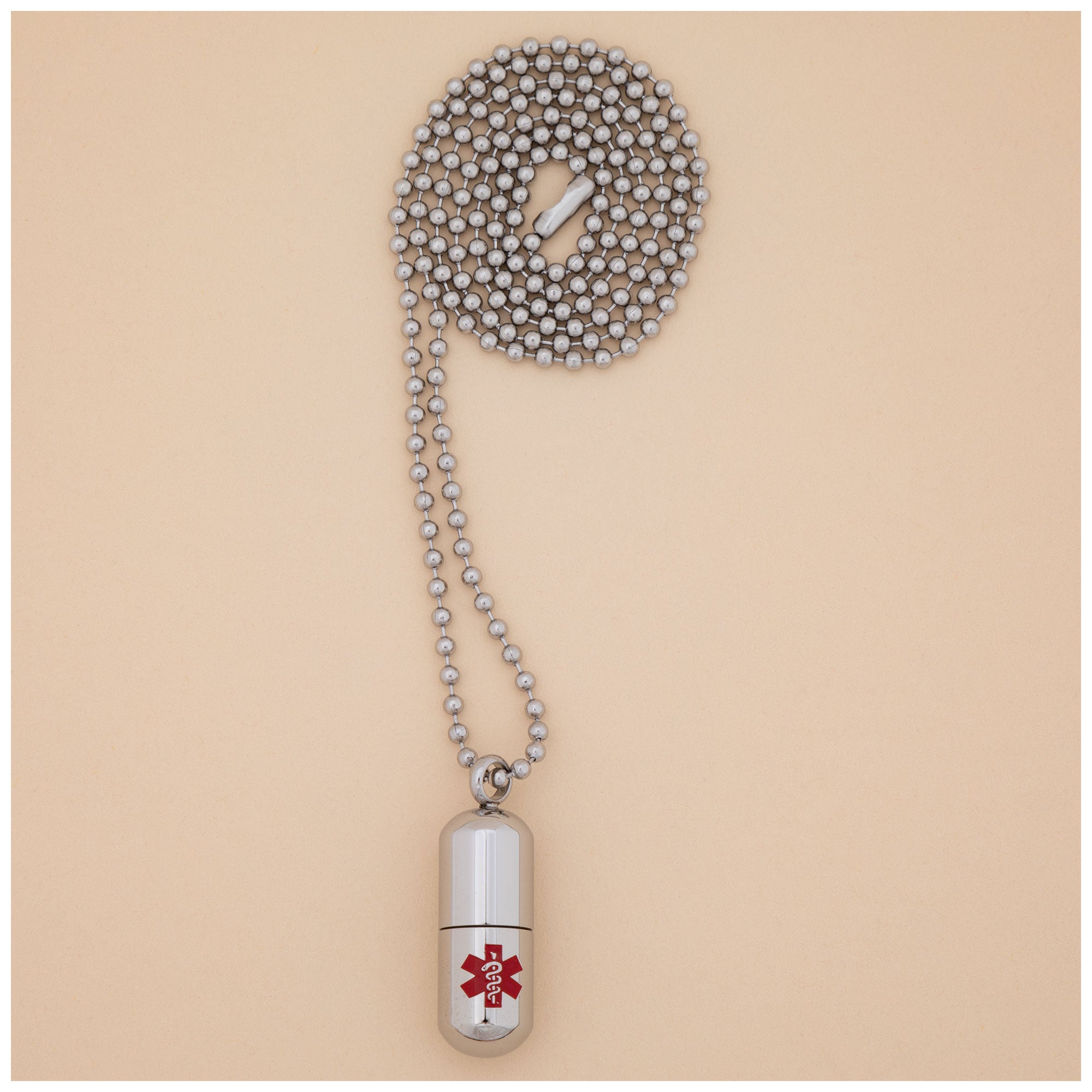 Stainless Steel Medical Alert Pill Container Necklace - Aaria Tees Aaria Tees