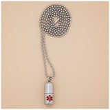 Stainless Steel Medical Alert Pill Container Necklace - Aaria Tees Aaria Tees