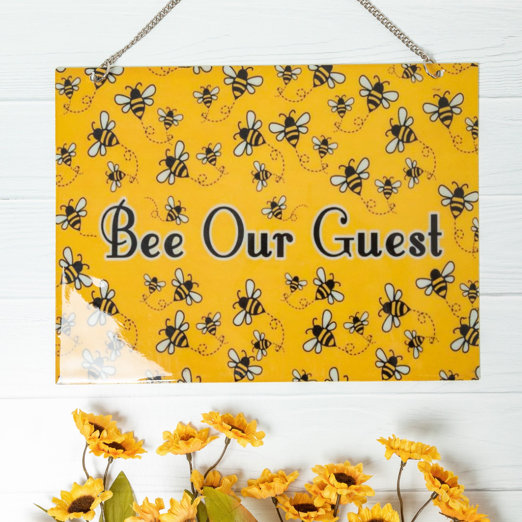 Outdoor Bee Our Guest Metal Sign - Aaria Tees Aaria Tees