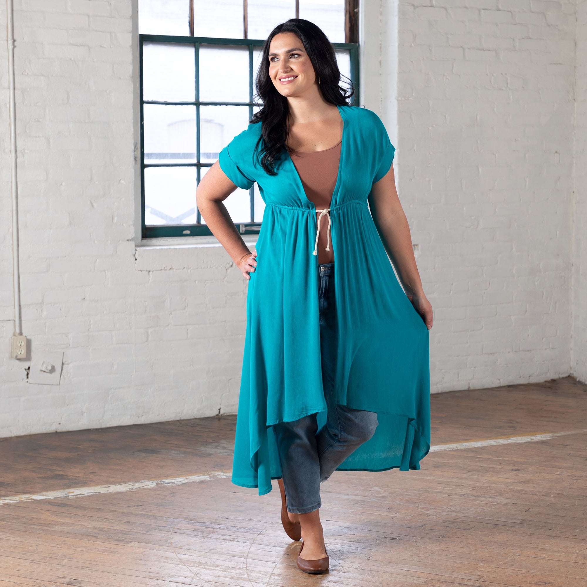 Short Sleeve Sheer Duster Cardigan - Aaria Tees Aaria Tees