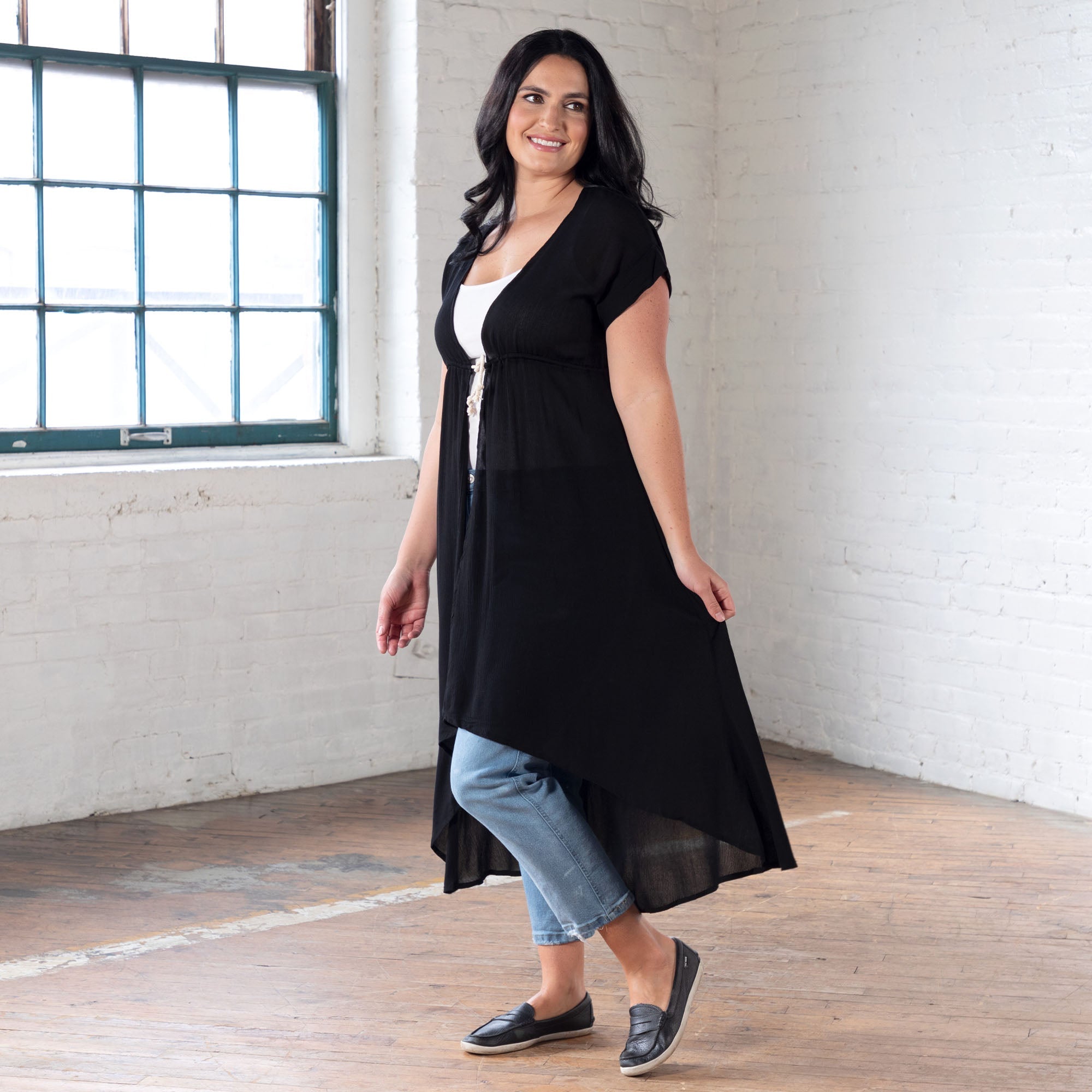Short Sleeve Sheer Duster Cardigan - Aaria Tees Aaria Tees