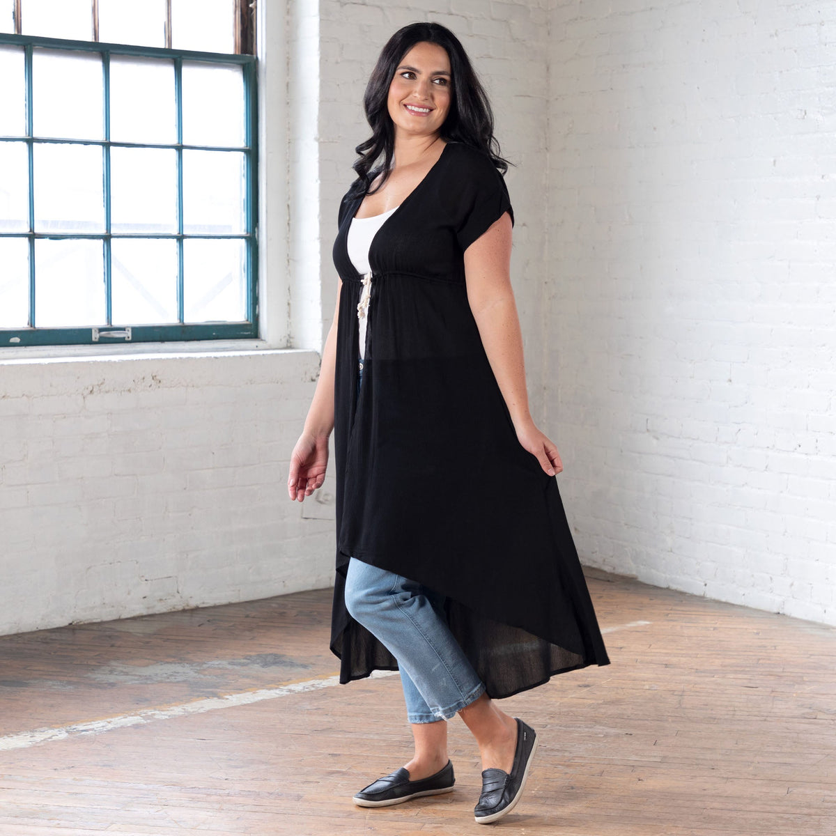 Short Sleeve Sheer Duster Cardigan - Aaria Tees