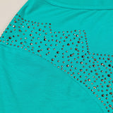 Twist Tie-Front Short Sleeve Dress with Rhinestones - Aaria Tees Aaria Tees