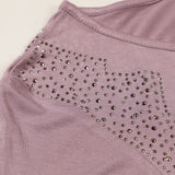 Twist Tie-Front Short Sleeve Dress with Rhinestones - Aaria Tees Aaria Tees