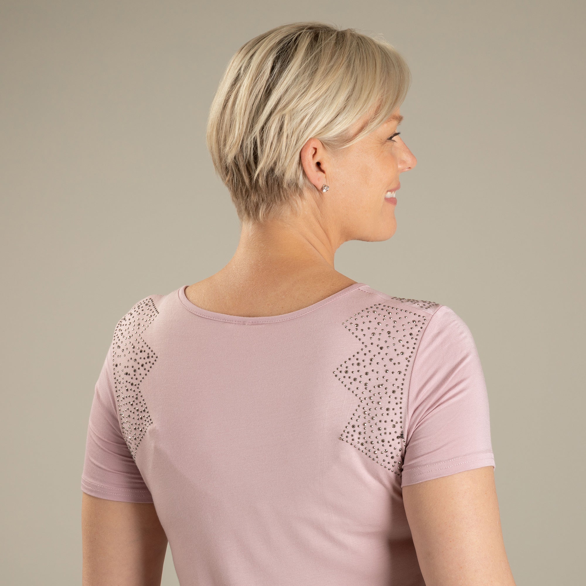 Twist Tie-Front Short Sleeve Dress with Rhinestones - Aaria Tees Aaria Tees