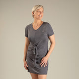 Twist Tie-Front Short Sleeve Dress with Rhinestones - Aaria Tees Aaria Tees