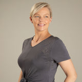 Twist Tie-Front Short Sleeve Dress with Rhinestones - Aaria Tees Aaria Tees