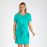 Twist Tie-Front Short Sleeve Dress with Rhinestones - Aaria Tees Aaria Tees