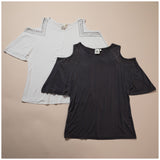 Cold Shoulder Rhinestone Top - Aaria Tees Aaria Tees