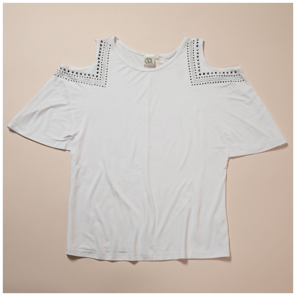 Cold Shoulder Rhinestone Top - Aaria Tees