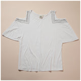 Cold Shoulder Rhinestone Top - Aaria Tees Aaria Tees
