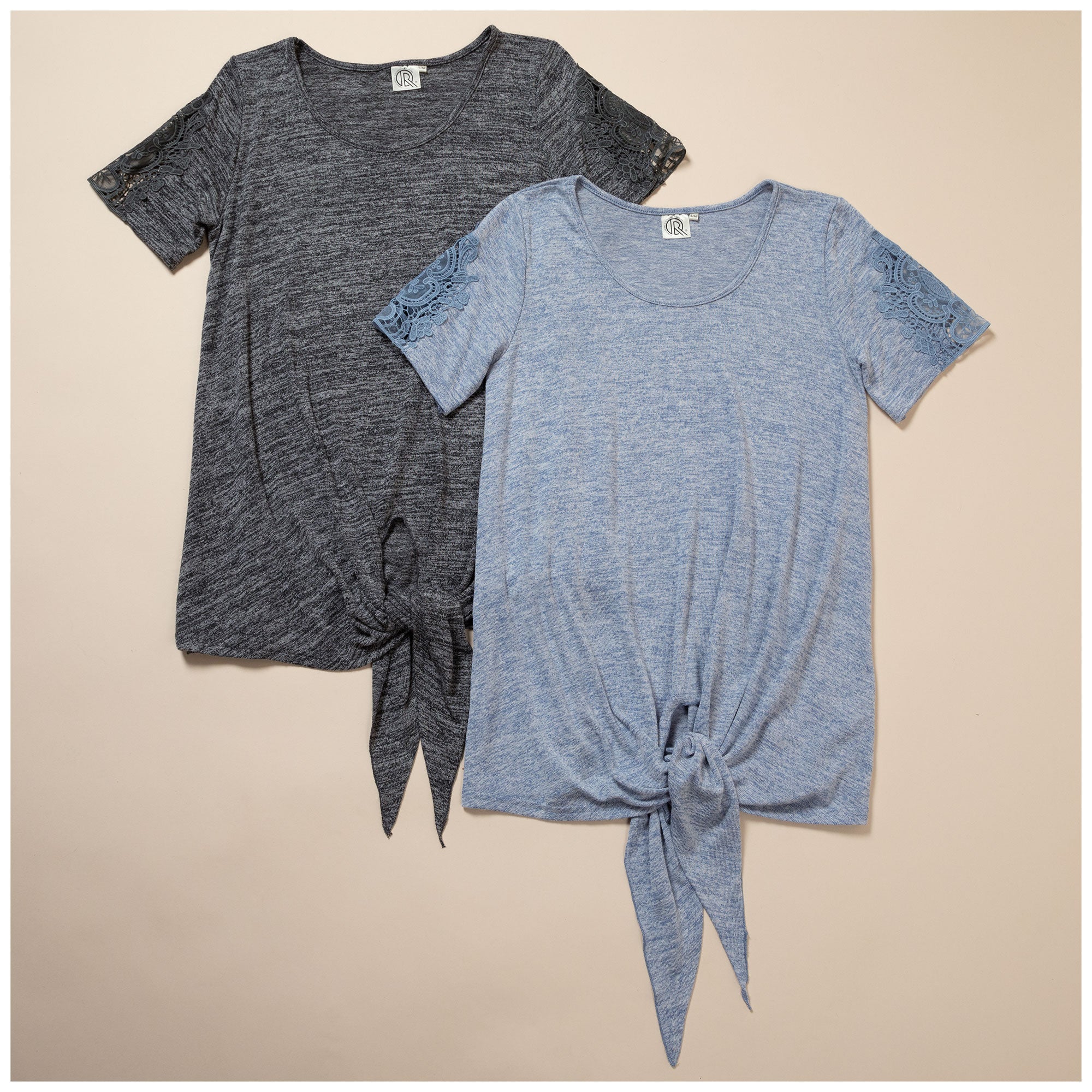 Tie Knot Lace Short Sleeve Shirt - Aaria Tees Aaria Tees