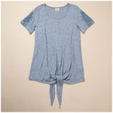 Tie Knot Lace Short Sleeve Shirt - Aaria Tees Aaria Tees