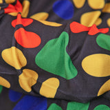 Colorful Paw Print Long Sleeve V-Neck Top - Aaria Tees Aaria Tees