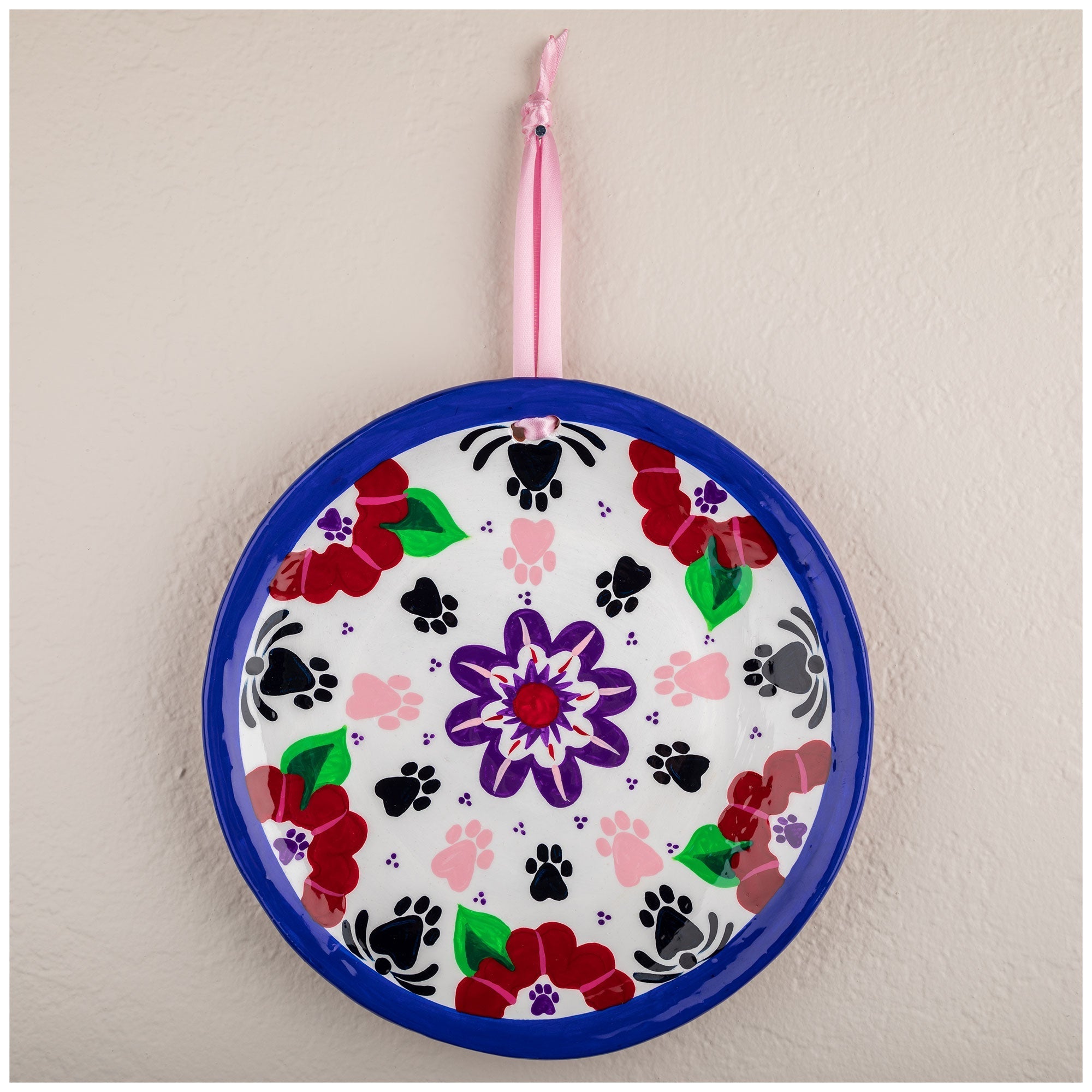 Paw Print Hand Painted Decorative Ceramic Plate - Aaria Tees Aaria Tees