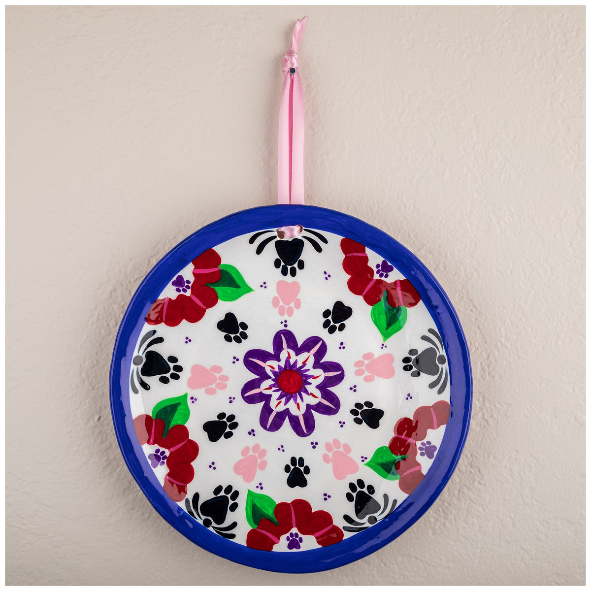 Paw Print Hand Painted Decorative Ceramic Plate - Aaria Tees