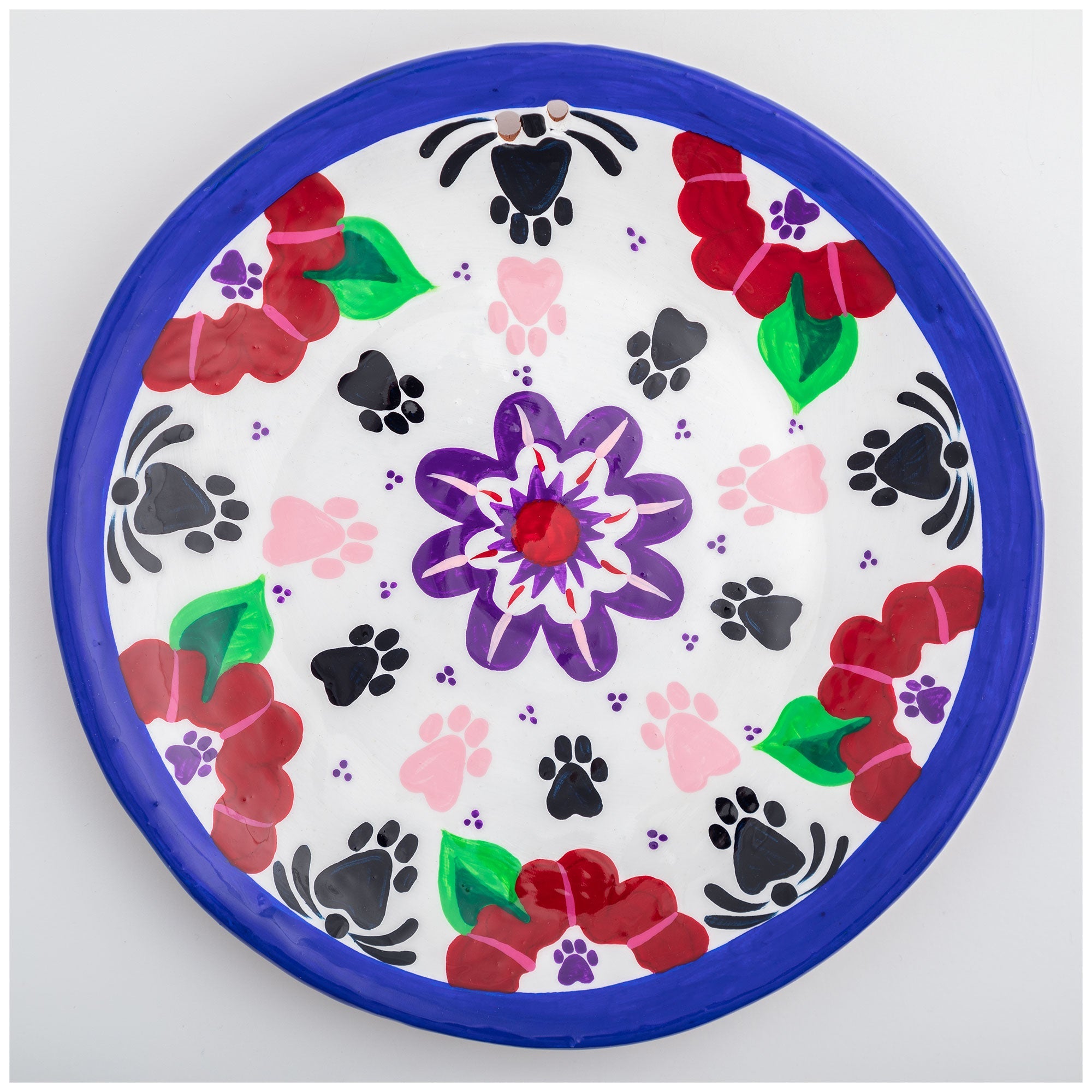Paw Print Hand Painted Decorative Ceramic Plate - Aaria Tees Aaria Tees