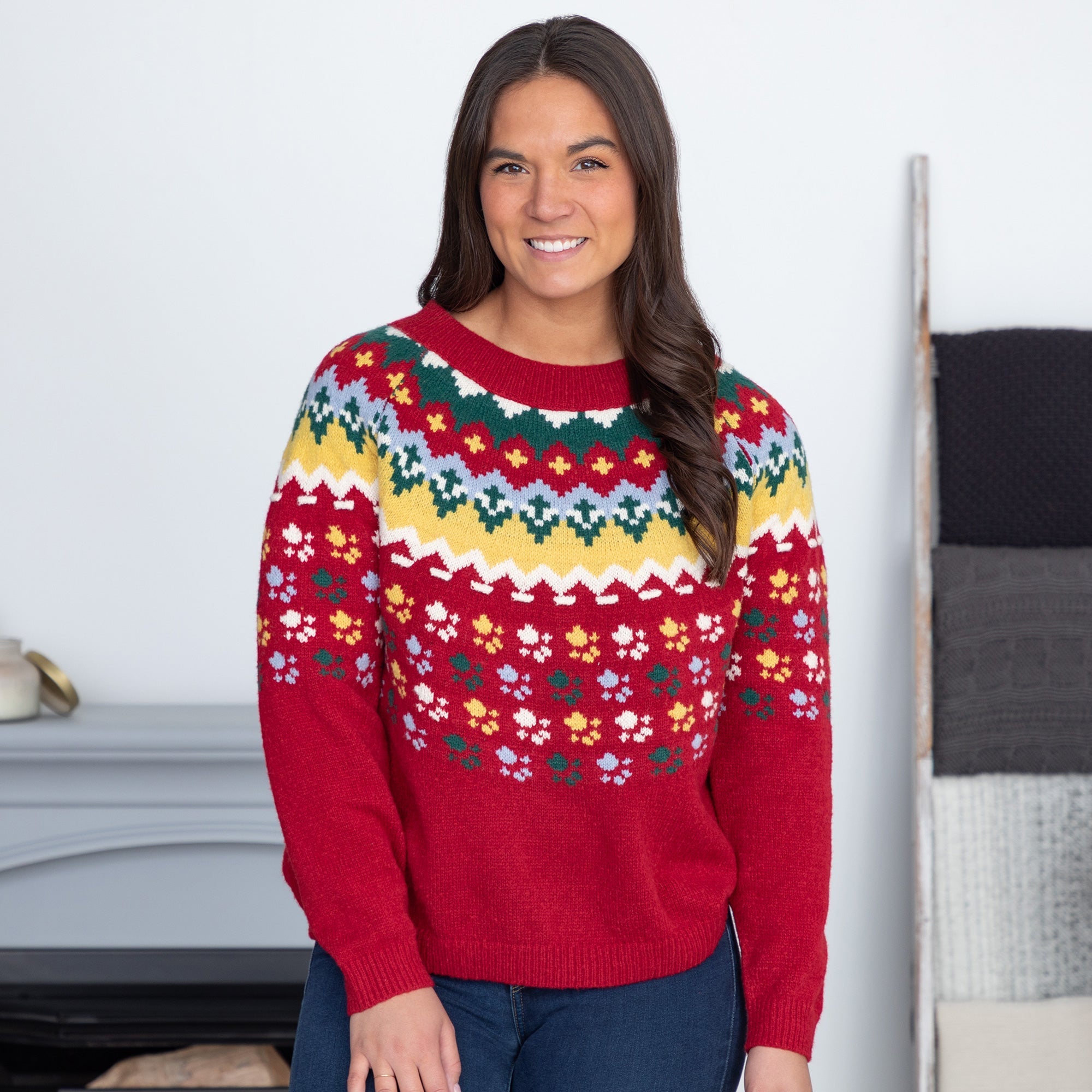 Nordic Paw Print Knitted Sweater - Aaria Tees Aaria Tees