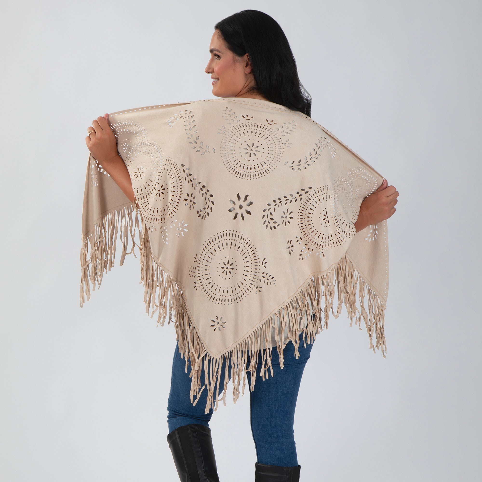 Oversized Vegan Leather Wrap with Fringe - Aaria Tees Aaria Tees