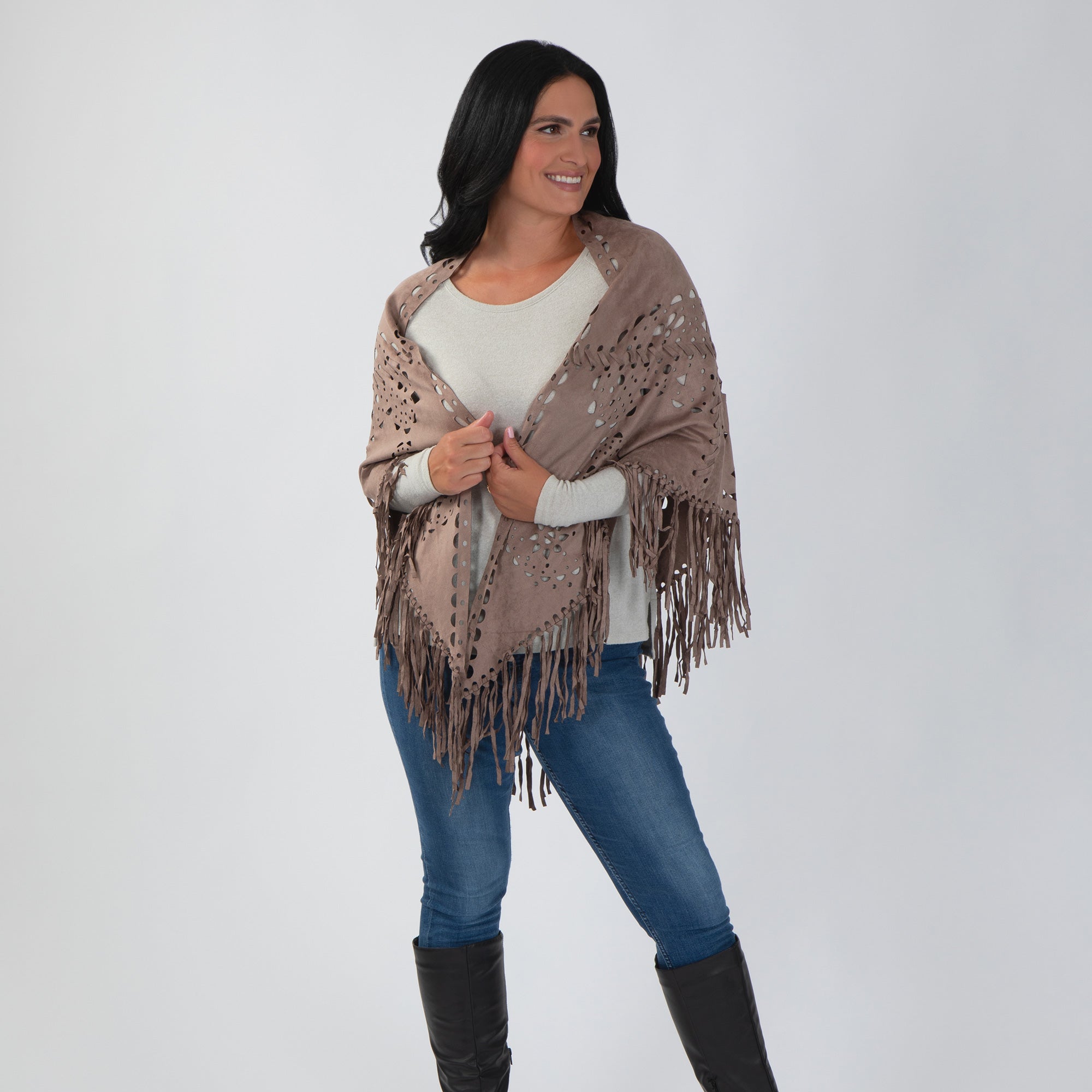 Oversized Vegan Leather Wrap with Fringe - Aaria Tees Aaria Tees