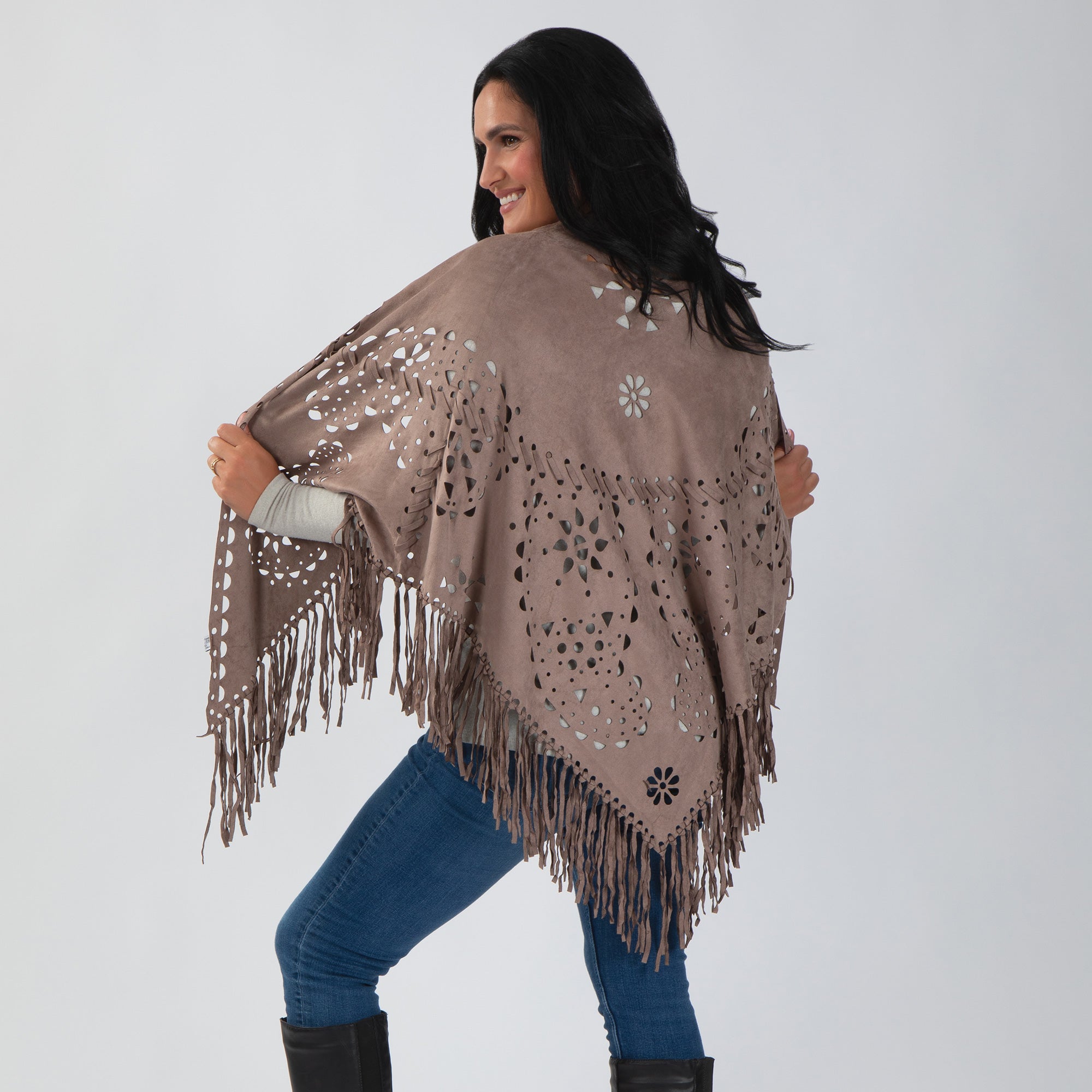 Oversized Vegan Leather Wrap with Fringe - Aaria Tees Aaria Tees