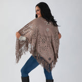 Oversized Vegan Leather Wrap with Fringe - Aaria Tees Aaria Tees