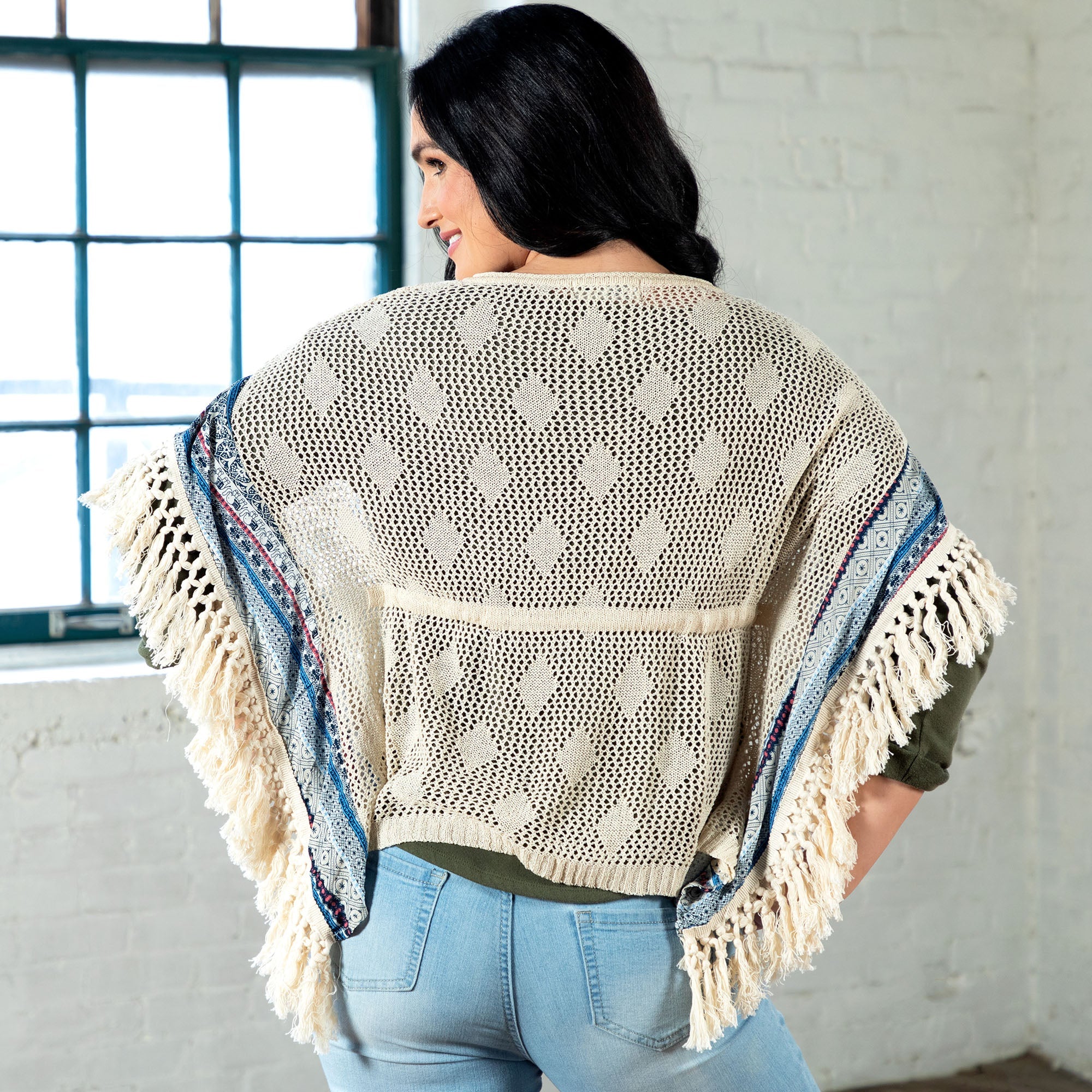 Open Weave Crochet Top with Fringe - Aaria Tees Aaria Tees