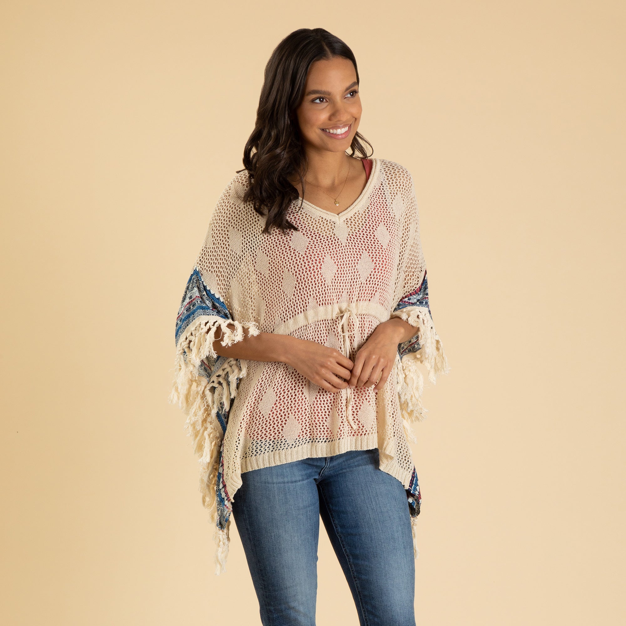 Open Weave Crochet Top with Fringe - Aaria Tees Aaria Tees