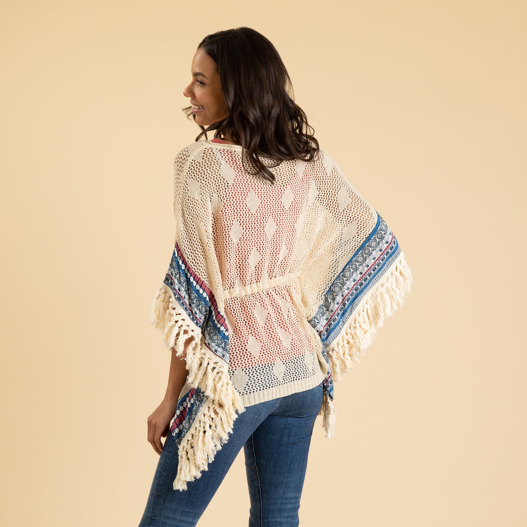 Open Weave Crochet Top with Fringe - Aaria Tees Aaria Tees