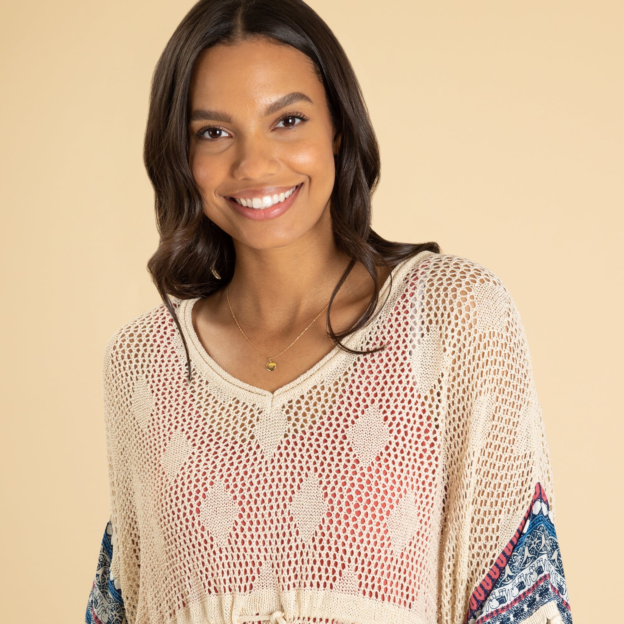 Open Weave Crochet Top with Fringe - Aaria Tees Aaria Tees