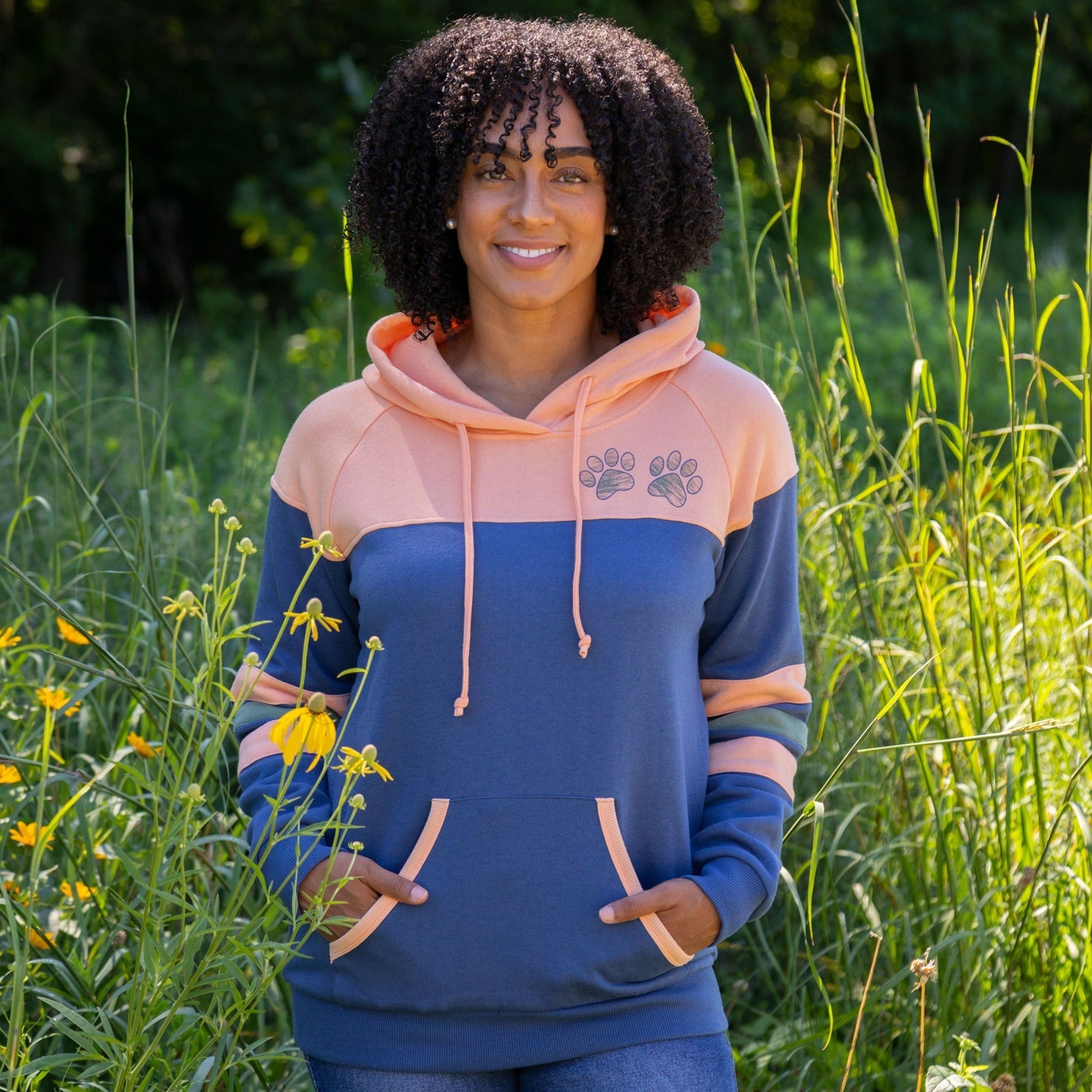 Paw Stripe Crossover Applique Hoodie - Aaria Tees Aaria Tees