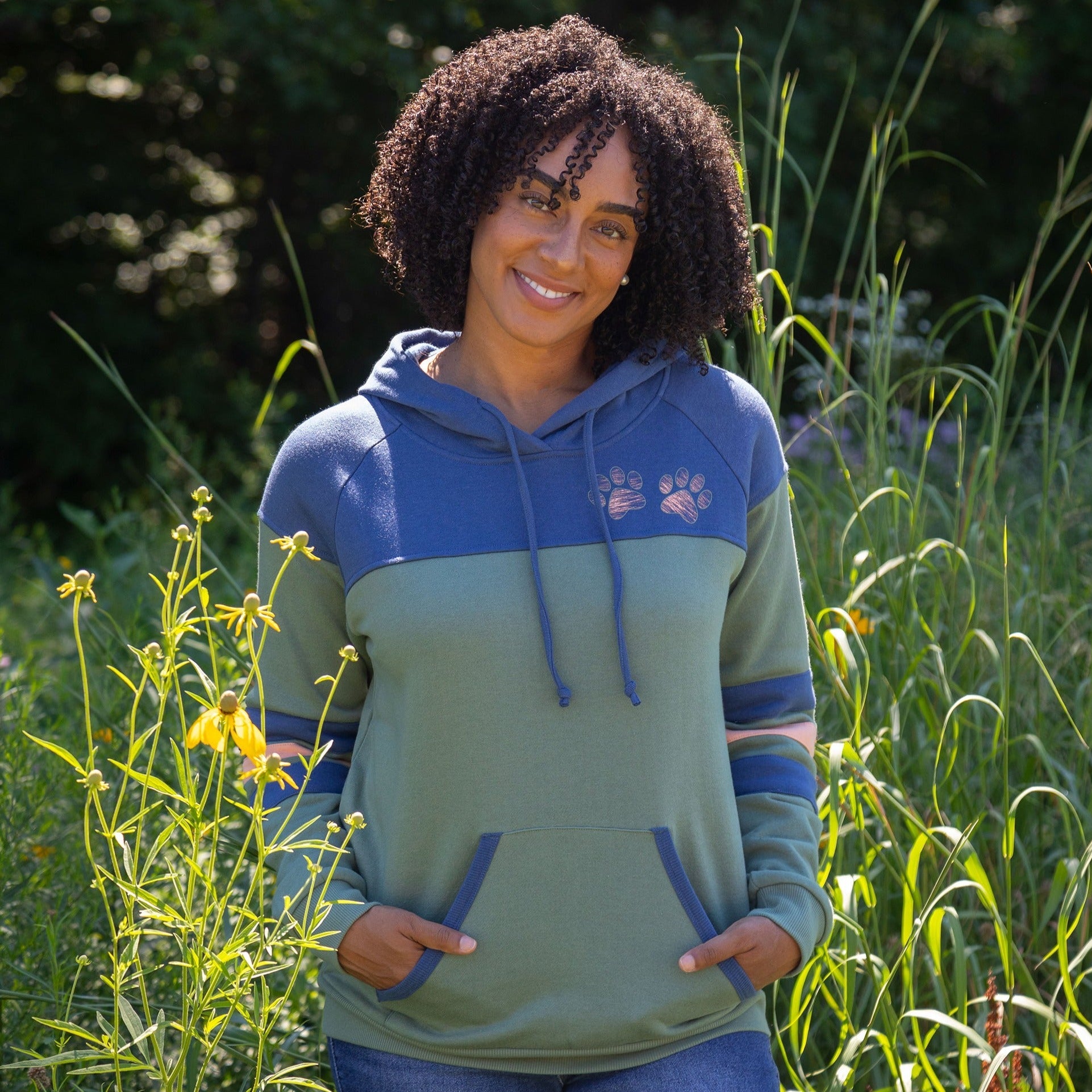 Paw Stripe Crossover Applique Hoodie - Aaria Tees Aaria Tees