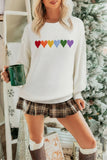 White Chenille Graphic Drop Shoulder Holiday Sweater - Aaria Tees Aaria Tees