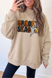 Apricot Sequin Spooky Season Graphic Mock Neck Halloween Sweatshirt Aaria Tees