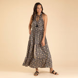 Saree Inspired Maxi Tiered Dress - Aaria Tees Aaria Tees