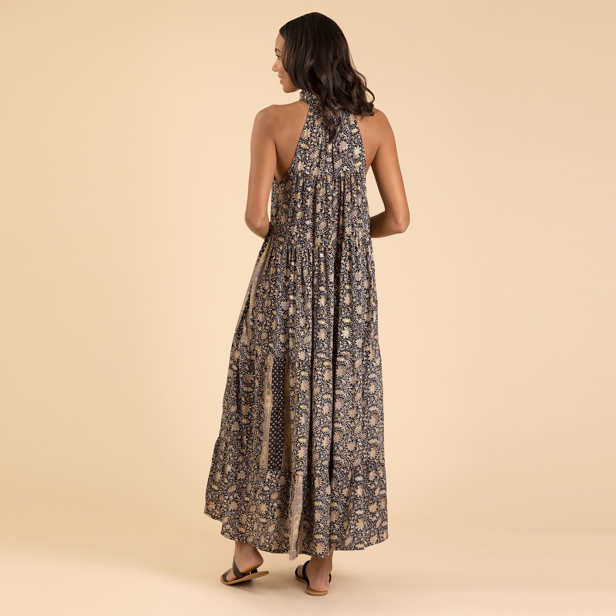 Saree Inspired Maxi Tiered Dress - Aaria Tees Aaria Tees