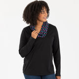 Paw Print Shawl Collar Top - Aaria Tees Aaria Tees