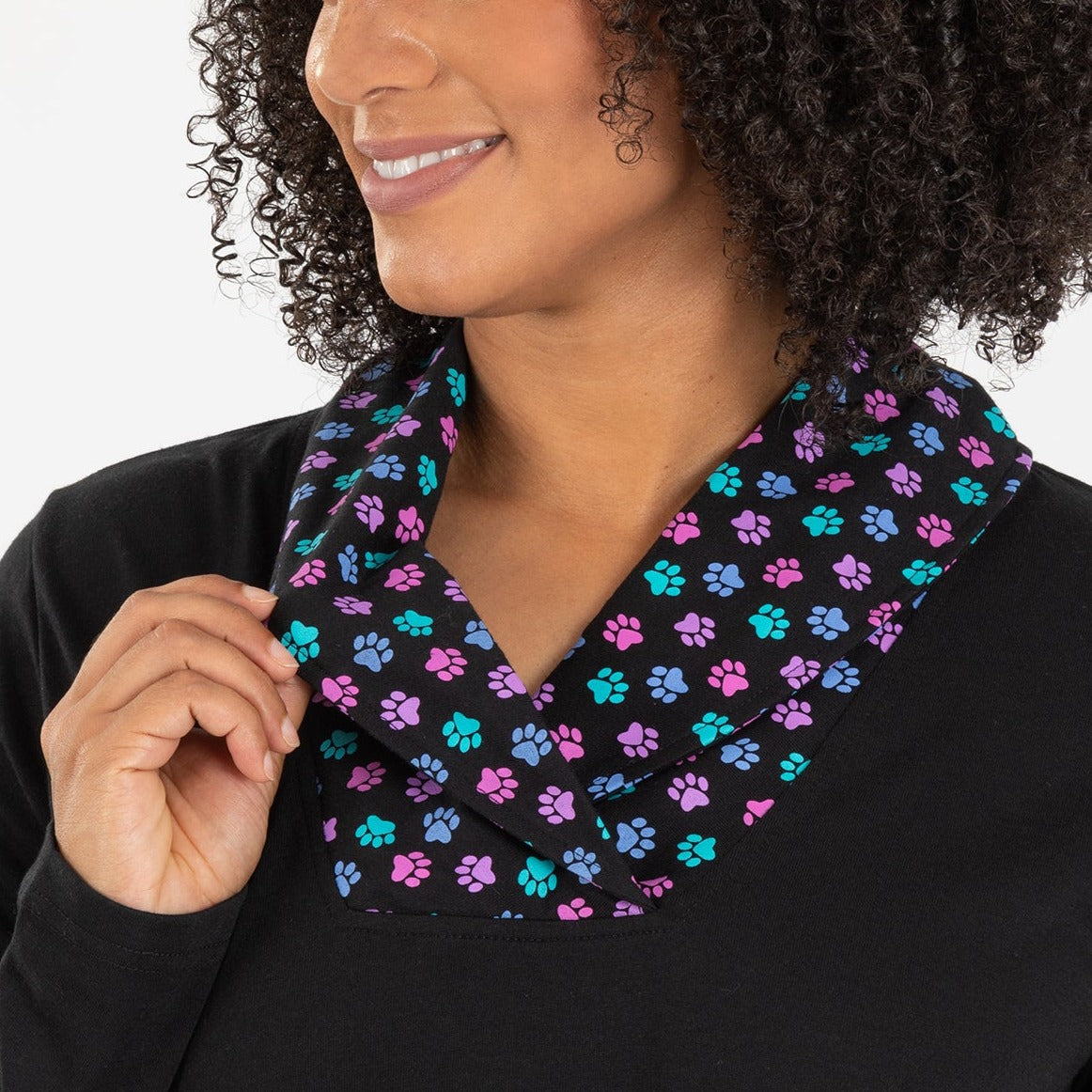 Paw Print Shawl Collar Top - Aaria Tees Aaria Tees