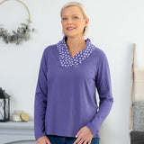 Paw Print Shawl Collar Top - Aaria Tees Aaria Tees