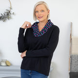 Paw Print Shawl Collar Top - Aaria Tees Aaria Tees