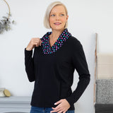 Paw Print Shawl Collar Top - Aaria Tees Aaria Tees
