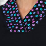 Paw Print Shawl Collar Top - Aaria Tees Aaria Tees