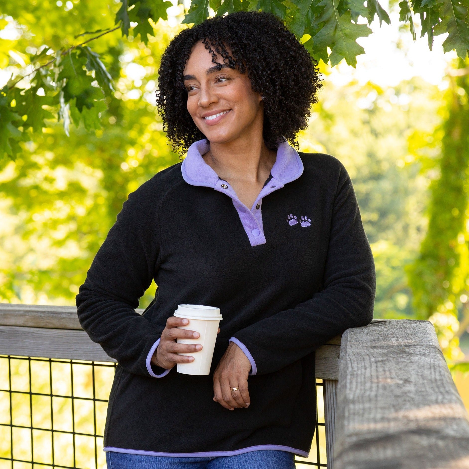 Paw Print Cadet Snap Fleece Pullover - Aaria Tees Aaria Tees