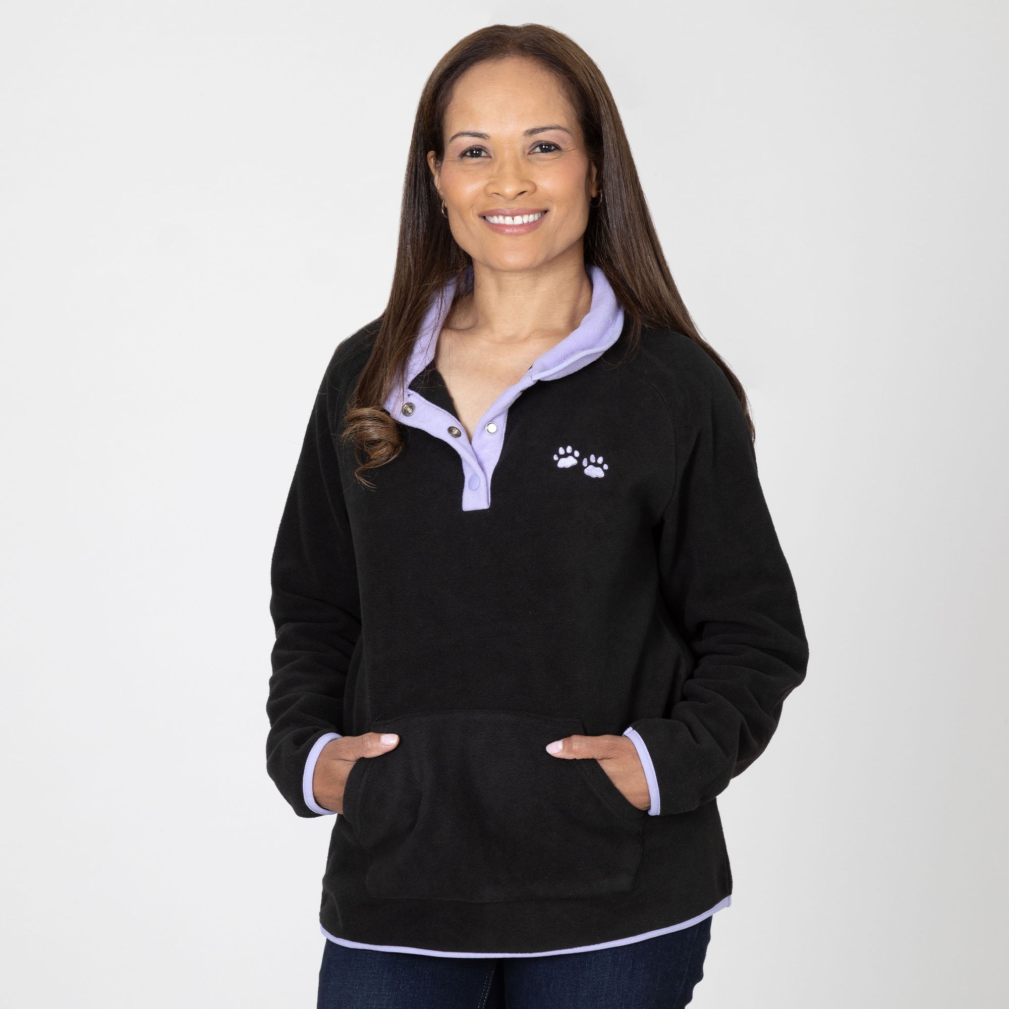 Paw Print Cadet Snap Fleece Pullover - Aaria Tees Aaria Tees